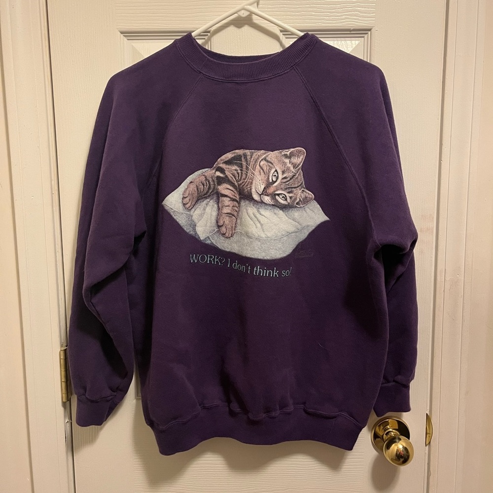 Vintage purple cat crewneck sweatshirt